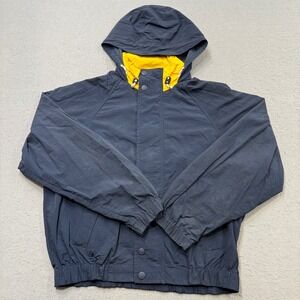 Vintage 90s Tommy Hilfiger Jacket Mens M Navy Blue Hooded Mesh Lined Windbreaker
